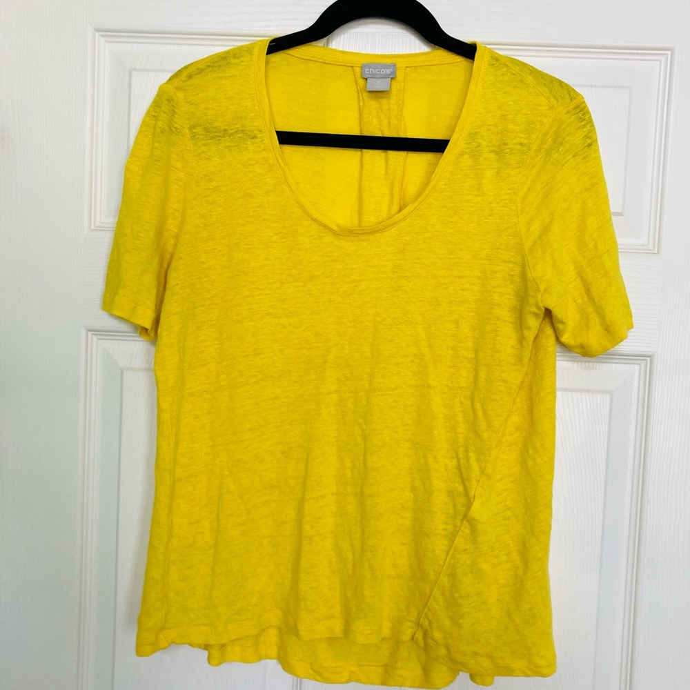 Chico’s yellow linen t-shirt small
